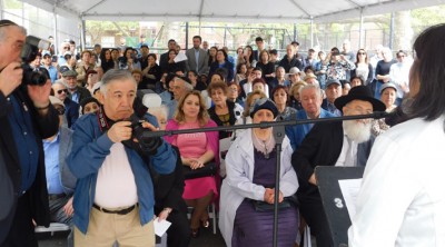 More than 200 people attended under a tent with refreshments