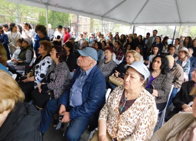 More than 200 people attended under a tent with refreshments